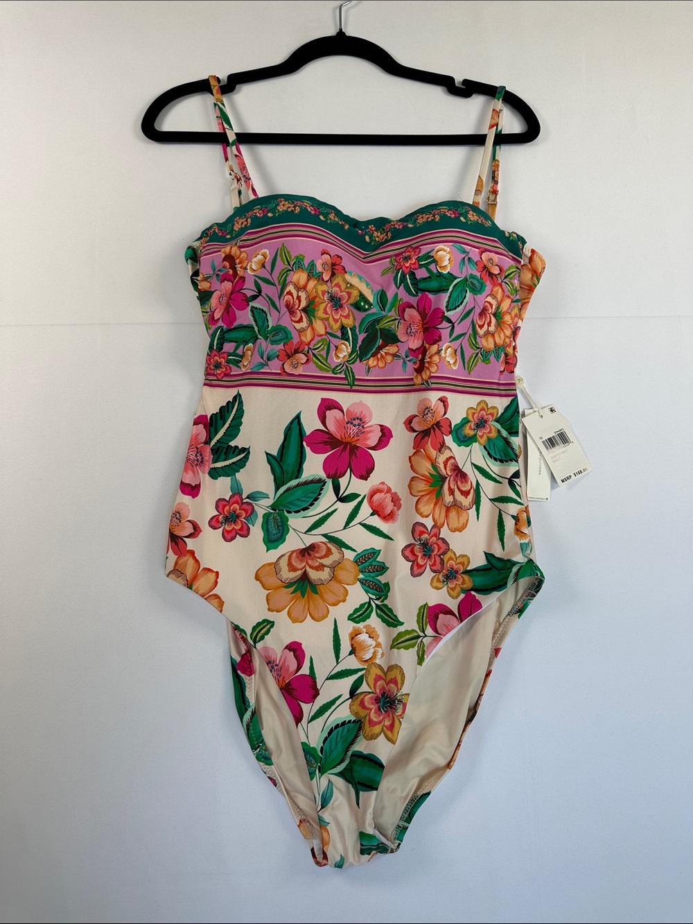Sunshine 79 Flower Power Floral Bandeau One-Piece Swimsuit Size 12